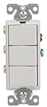 Eaton 7729W-SP 15-Amp 120-Volt Decorator Heavy Duty Grade Three Single-Pole Combination Switches, White