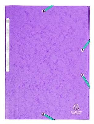 Exacompta 17115H 1 Mappe mit Gummizug Maxi capacity 3 Klappen aus Glanzkarton Maße 24 x 32 cm für Dokumente im Format A4 Farbe violett