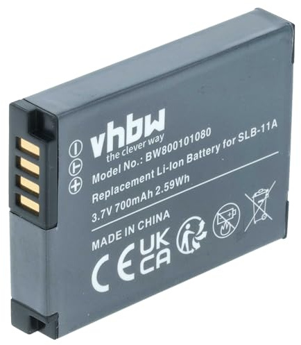 vhbw Akku Ersatz für Samsung SLB-11a | für Kamera (700 mAh, 3,6 V, Li-Ion)