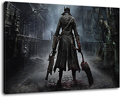 bloodborne ps4 game Format 60x40 cm Bild auf Leinwand, XXL riesige Bilder fertig gerahmt mit Keilrahmen, Kunstdruck auf Wandbild mit Rahmen