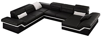JVmoebel Sofa, Leder, Schwarz/Weiß, 175x90x90 cm