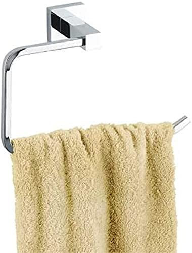 WENKO Power-Loc® Handtuchring San Remo - Handtuchhalter, Handtuchstange, Befestigen ohne bohren, Messing, 19.5 x 13.5 x 7 cm, Chrom