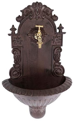 Fontaine Murale de Jardin avec Vasque - Aluminium - Motif grappe de Raisin - Style Antique
