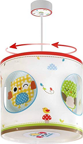Dalber 60394 Eulen Solar Hängelampe rotierend, Plastik, rot, 26.5 x 26.5 x 25 cm