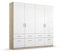 Rauch Möbel Celle hinged door wardrobe in Sanremo oak light/high polish white, 4 doors, 8 drawers, incl. accessories package Basic 1 hanging rail, 2 shelves, WxHxD 181x197x54 cm