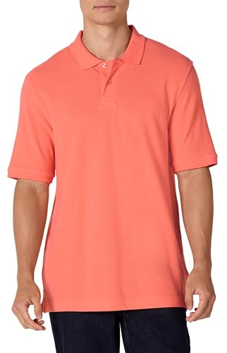 Amazon Essentials Men's Regular-Fit Short-Sleeve Cotton Piqué Polo Shirt (Available in Big and Tall), Coral Orange, XXL