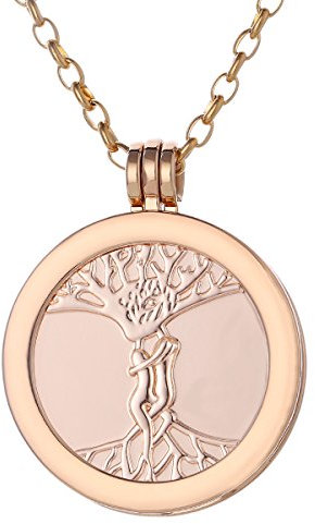 Morella Halskette Damen Gold 70 cm Edelstahl mit Anhänger und Coin 33 mm in Schmuckbeutel Liebe
