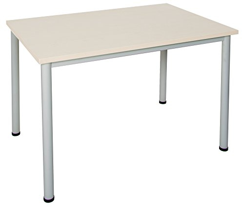 Dila GmbH Schreibtisch Verschiedene Größen und Farben, Konferenztisch graues Metallgestell, Stabiler Besprechungstisch Arbeitstisch, Bürotisch hauseigene Fertigung (B: 80 cm x T: 80 cm, Ahorn)