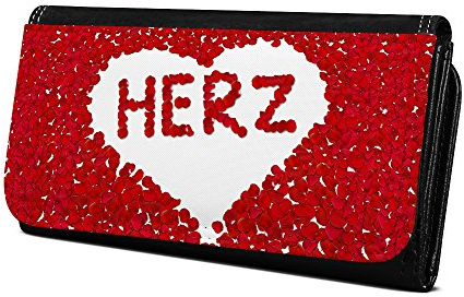 Geldbörse mit Namen Herz - Design Rosenherz - Brieftasche, Geldbeutel, Portemonnaie, personalisiert für Damen und Herren