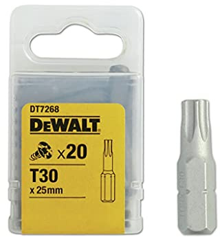 Dewalt Torsion Schrauberbits DT7268 (T30, Gesamtlänge 25 mm, optimale Passgenauigkeit, aus europäischem Hochqualitätsstahl, in wiederverschliessbarer Kunststoff-Box) 20 Stück