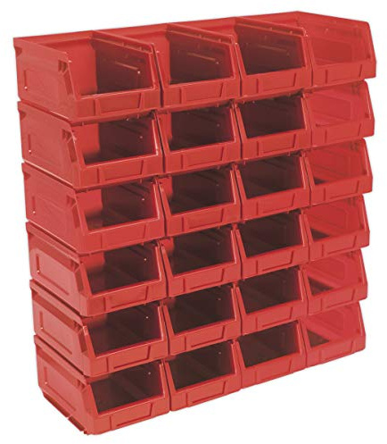 Sealey Tps224R Plastic Storage Bin 105 X 165 X 83Mm - Red Pack Of 24