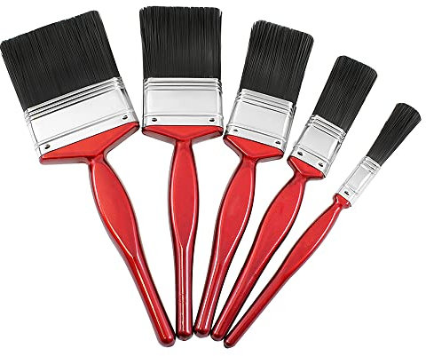 Dekton 5 PC Paint Brush Set, Red, Silver, Black, 1 Paquet/S