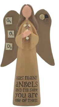 Feather & Grace Guardian Angel Figurine with Inspirational Message – Handcrafted Resin Ornament, Rustic Faith Décor Gift for Family & Friends, 14cm