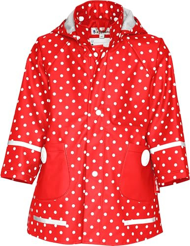 Playshoes Regenjacke Unisex Kinder Wind- und wasserdicht Regenmantel Regenbekleidung, rot Punkte, 80