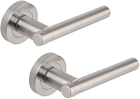 Excel Sultan Passage Door Handles on Round Rose, Satin Chrome
