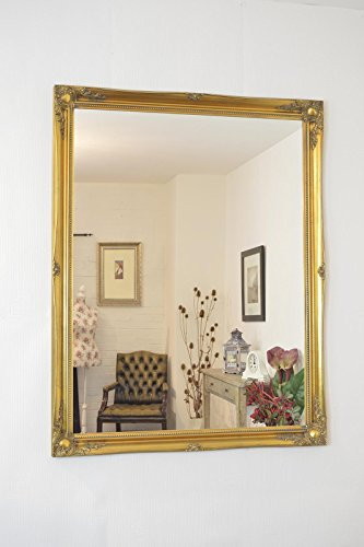 METALLIC GOLD HUGE SHABBY CHIC ANTIQUE STYLE MIRROR - 42 X 54 OVERALL SIZE (105cm X 135cm) by Shabby Chic Mirrors