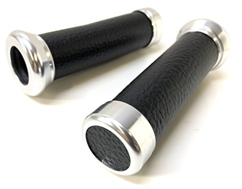 Lenkergriffe TUNING Griffe Retro schwarz Leder Roller Scooter Motorrad
