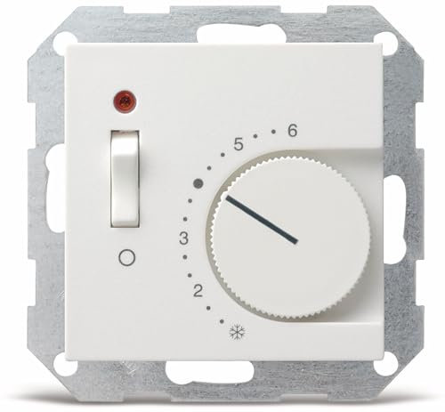 Gira 039203 Raumtemperatur-Regler mit Öffner und Kontroll-Lampe ST55, reinweiß-glänzend