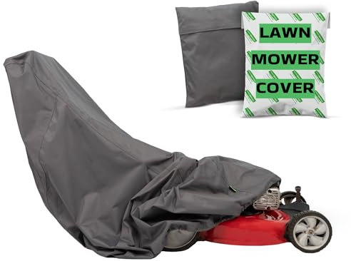 Lawn Mower Cover V2.0 Waterproof Outdoor use suits Push lawnmower Gas & Electrical - Heavy Duty Marine Grade 600D Solution Dyed Fabric with Fade Resistant UV Protection for outside use