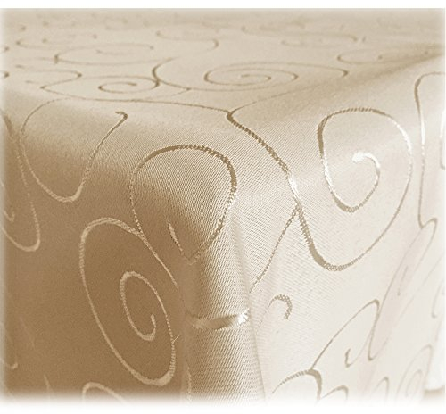 JEMIDI Tischdecke Ornamente Seidenglanz Edel Tisch Decke Tafeldecke 31 Größen und 7 Farben Creme 110x220