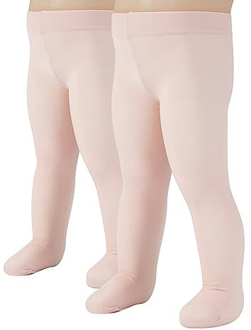 CALZITALY 2 Paia Collant Neonata in Microfibra, Calzamaglia Bébé, Bianco, Rosa, Panna, Blu, 40 DEN, Made in Italy(2 Paia - Rosa, 6 mesi)