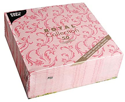 Papstar, 50 Servietten ROYAL Collection 1/4-Falz 40 cm x 40 cm rot Damascato, #84998