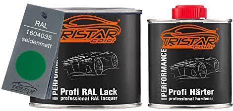 TRISTARcolor RAL 1604035 Grün seidenmatt 2K Autolack 0,75 Liter / 750 ml Dose inkl. Härter
