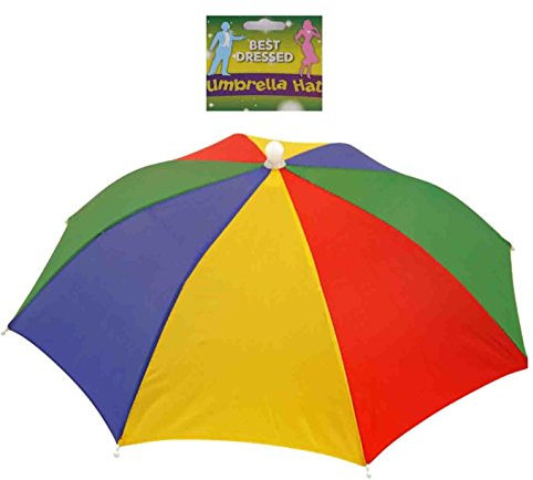 Hyfive Ladies Mens Adult Multi Colour Festival Essential Umbrella Rain Hat Fancy Dress Blue/Red/Yellow 32cm