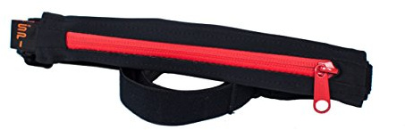 SPIbelt Performance Series Running Belt - Large Pocket with Gel Loops (Black with Red Zip)