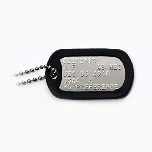 Graphotype™ Einzelne Militärische Erkennungsmarke- Satz mit 1 personalisierte Erkennungsmarke im Armeestil mit Kugelketten & Schalldampfer