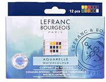 Lefranc & Bourgeois feine Wasserfarben  Fine , Aquarell Set - 12 Farben in 1/2 Näpfen