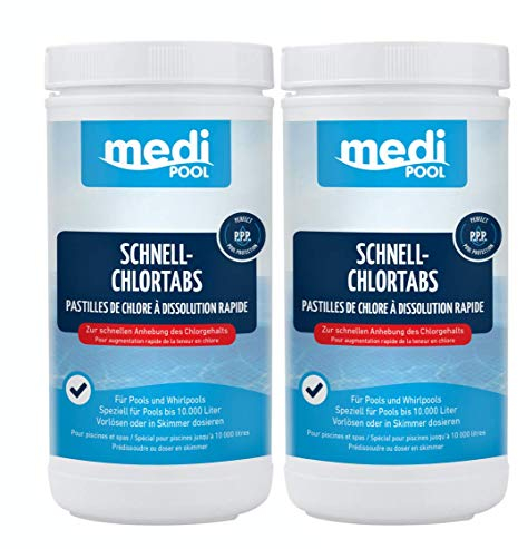 POWERHAUS24 mediPOOL Chlortabletten, Schnellchlor Tabletten 20g, Schnell ChlorTabs, 2X 1 kg