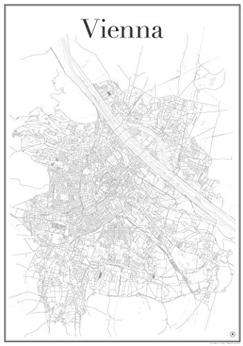 Wien Poster — Stadtplan , Stadtkarte , Plakat , Kunstdruck , Staßennetz und Wandposter ( in 60 cm x 84 cm) von Wien , Österreich , Prater , Donau , Design von gridlines: modern , zeitlos , stilvoll , elegant , minimalistisch , geschmackvoll , künstlerisch , individuell , Dekoration und Gestaltung für Wohnung oder Büro