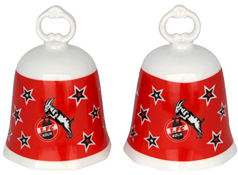 Brauns 1. FC Köln Weihnachtsglöckchen 2er-Set, weiss-rot, 30167