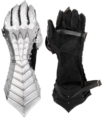 Battle-Merchant Plattenhandschuhe - Paar, blank, vernietet und vernäht - Panzerhandschuhe - Ritterhandschuhe - Mittelalter - LARP