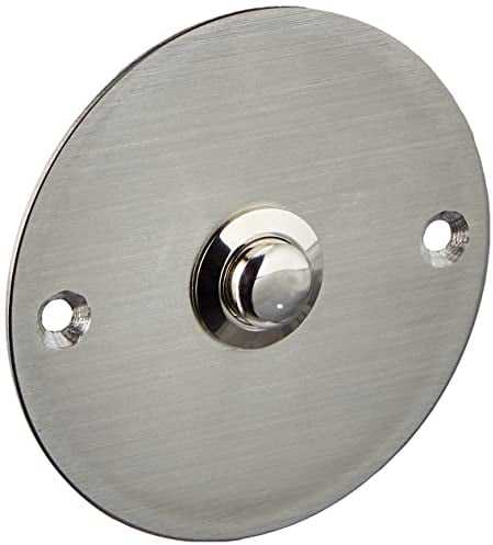Perel Edelstahl klingeltaster, runder türklingelknopf, ø 75 mm, verdrahtete türklingel, no Kontakt, ip22 spritzwassergeschützt, halbeinversierte Montage, 75x75x17 mm, lochabstand 60 mm, Betrieb mit 8