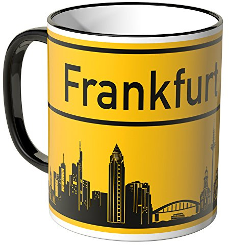 WANDKINGS® Tasse, Skyline Frankfurt - SCHWARZ