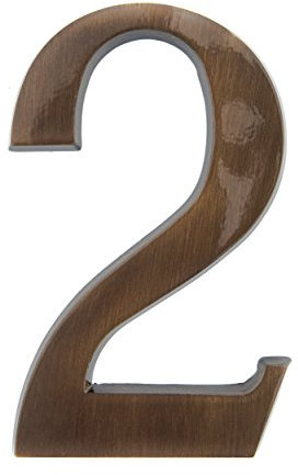 HUBER Hausnummer 2 aus Messing 20 cm I Hausnummern für Haus & Tür I Hausnummer XL I Hausnummernschilder in edlem Messing 3D Design, house number