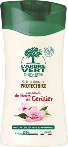 L'Arbre Vert Bien-être Crème Douche Parfum fleurs de Cerisier - Hypoallergénique et pH Neutre - 95% d'ingrédients d'origine naturelle - 250mL