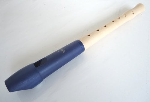 Moeck 1023 Flauto 1 Plus Sopranblockflöte Barock mit Doppelloch Königs-Blau Kunststoff-Holz-Kombination C-Sopran-Blockflöte Schulblockflöte