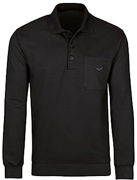 TRIGEMA Herren Langarm Polo aus Sweat-Qualität,Schwarz,XL
