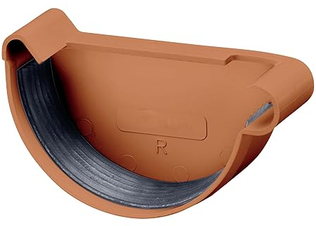 INEFA Dachrinnen Endstück halbrund, PVC NW150 / 150mm, rechts Braun Dachrinnenzubehör, einfache Steckmontage, Made in Germany
