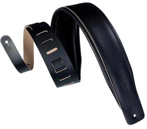 Levy's Leathers Deluxe Ledergurt für Gitarre | Breite 8 cm | Schwarz | (DM1PD-BLK)