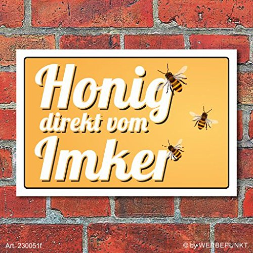 WERBEPUNKT. Schild Honig direkt vom Imker, 3 mm Alu-Verbund 450 x 300 mm