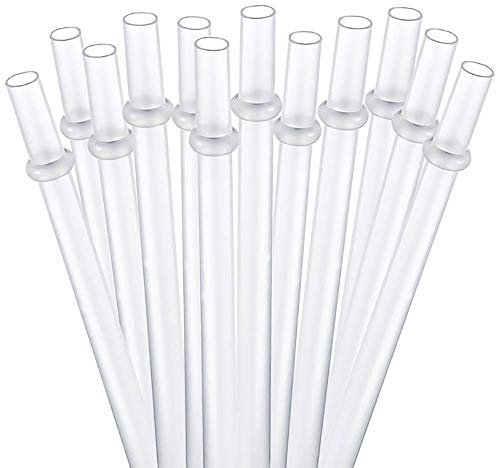 Dakoufish BPA Free 12 Piece 9 Inch Reusable Plastic Thick Drinking Straws for Mason Jar Yeti Rambler Plain Color(9inch,White)
