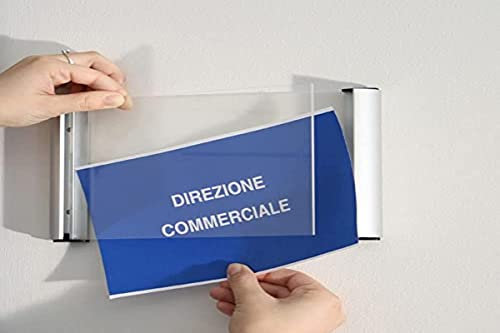 Tecnostyl - Targa da Parete con Profili a Scatto in Alluminio Formato A5 15x21 cm. Wall Sign. Aggancio con Nastro Biadesivo o tasselli a Muro.
