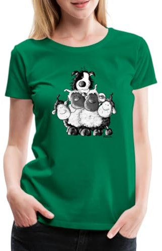 Spreadshirt Border Collie Und Schafe Frauen Premium T-Shirt, XL, Kelly Green