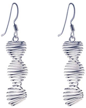Silverly Frauen 925 Sterling Silber Spiral Twist Helix DNA baumeln Ohrringe