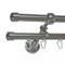 BASIT Rohr + Innenlauf Gardinenstange Wandmontage 2 läufig 360cm lang Edelstahl Look Metall Gardinenstange 2 läufig Wandbefestigung Ø16mm I H14+I