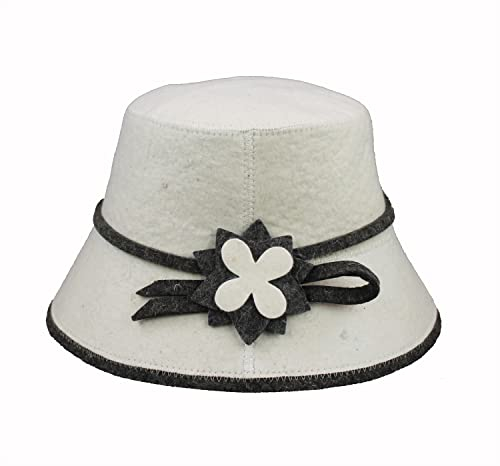 GMMH® Saunahut aus Wollfilz, Saunamütze für Damen und Herren mit witzigen Motiven, Filz Kopfschutz Saunakappe Filzkappe Mütze Filzhut Hut Kappe für Sauna, Banya, Finnische Sauna (Fräulein 1523)